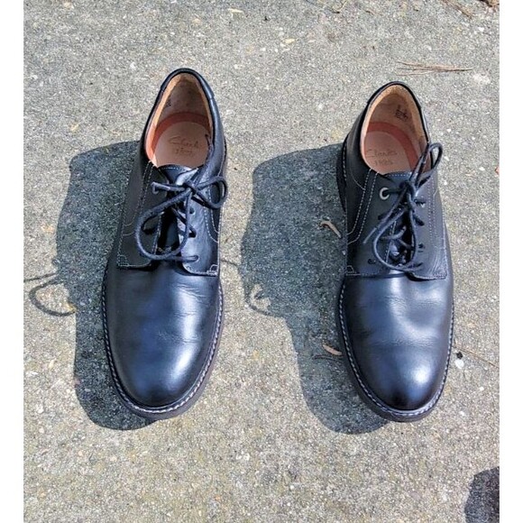 Mens Black Business Casual Black Leather Semi- Dress Shoes Clarks Brogue US 11 main image 13